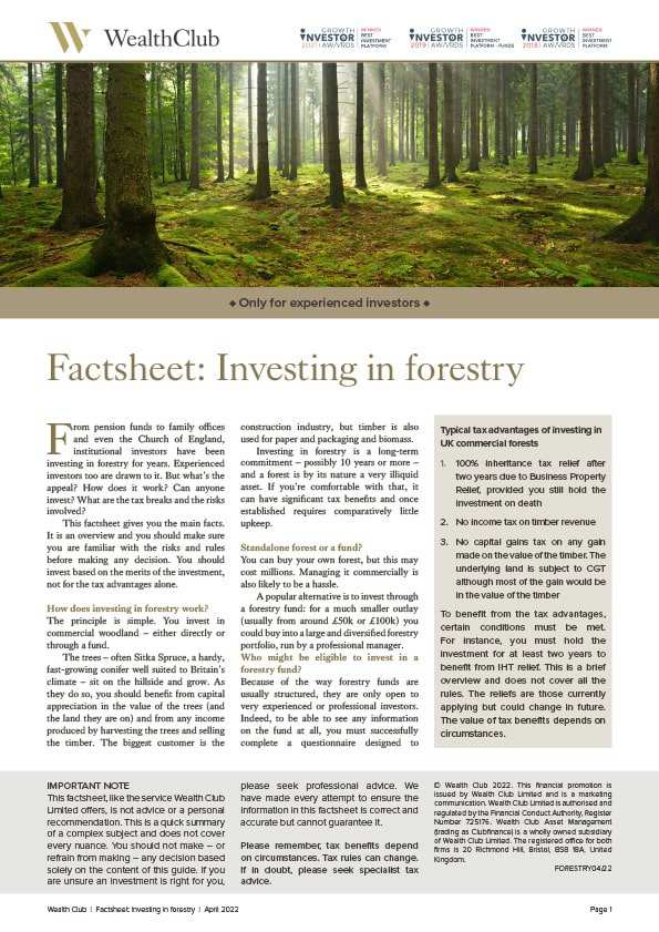 Cover: Forestry Factsheet