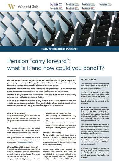 Cover: Pension carry forward factsheet