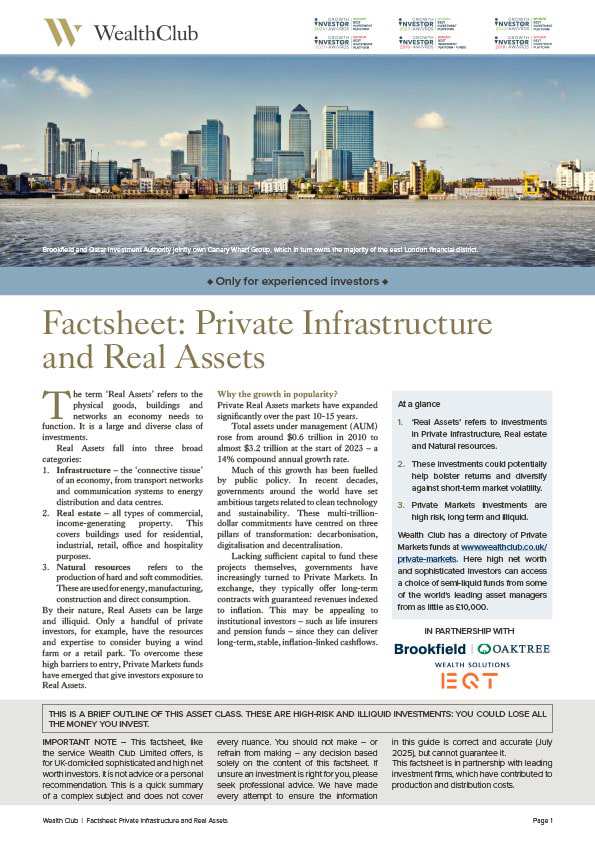 Free factsheet: Private Infrastructure and Real Assets at a glance