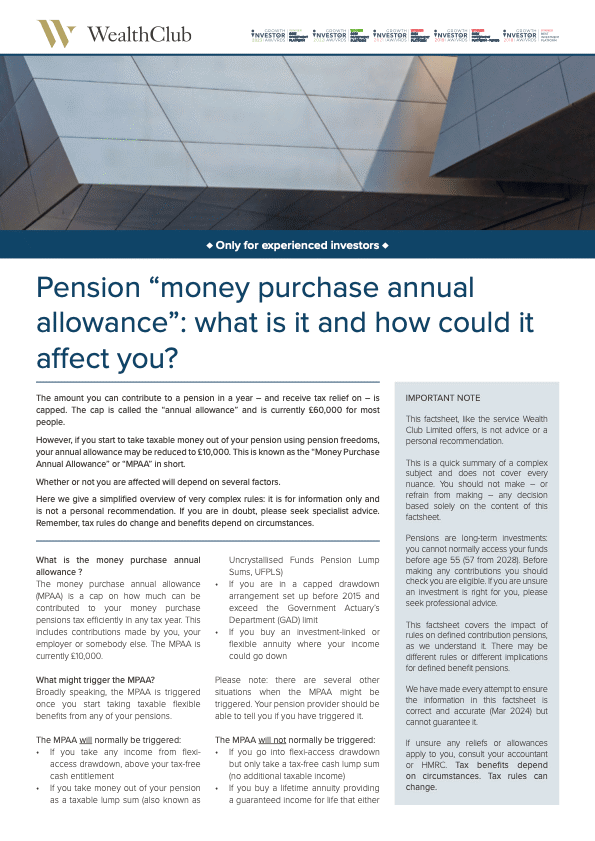 Factsheet: Money Purchase Allowance